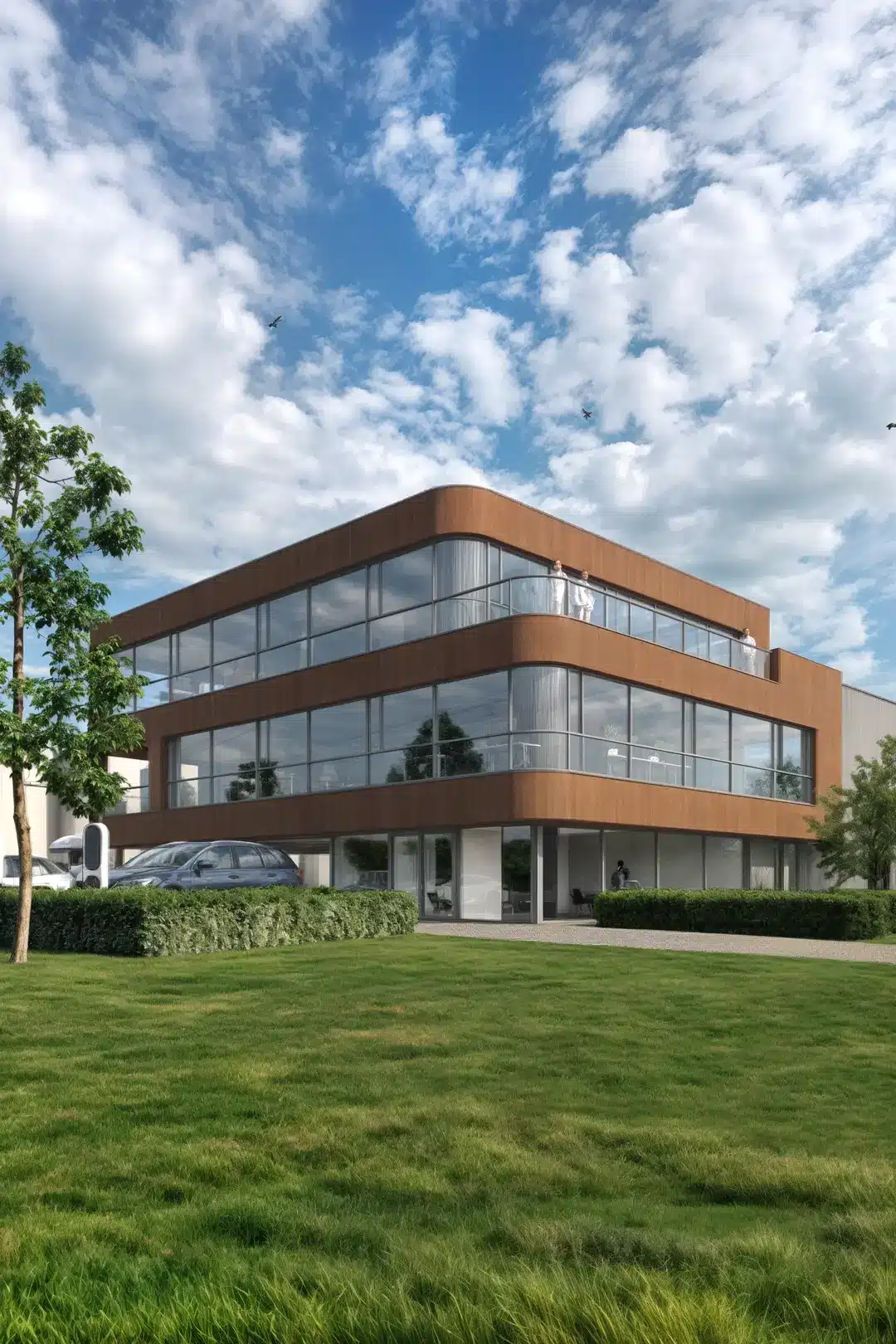 Voorzijde uniek modern bedrijfspand Raalte